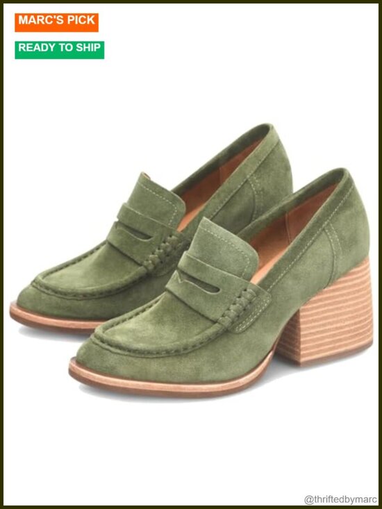 Shoes - Vintage Chunky Platform Loafers Suede Closed Toe Slip On Shoes Block Heels